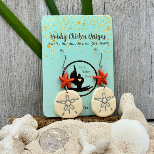 Sand Dollar with Orange Starfish