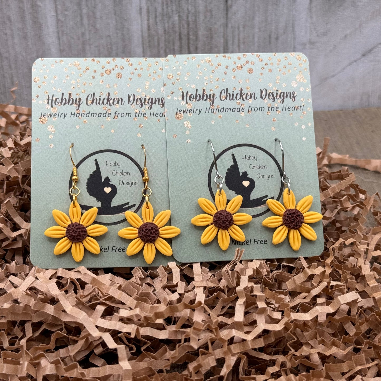 Small Sunflowers Gold Hooks