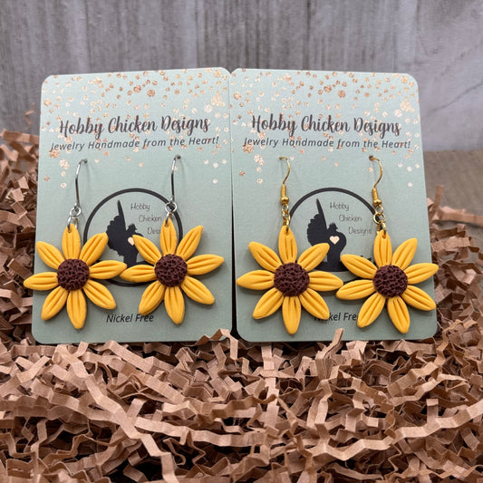 Large Sunflowers Gold Hooks